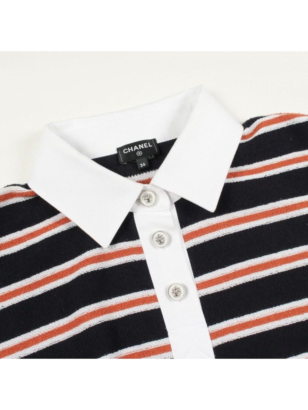 Chanel Polo Shirt Lion Button Border Cotton - Picture 7 of 7
